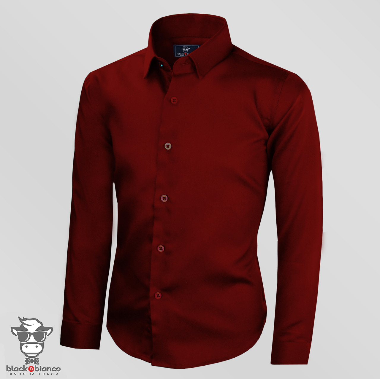 Signature Sateen Dress Shirt in Burgundy